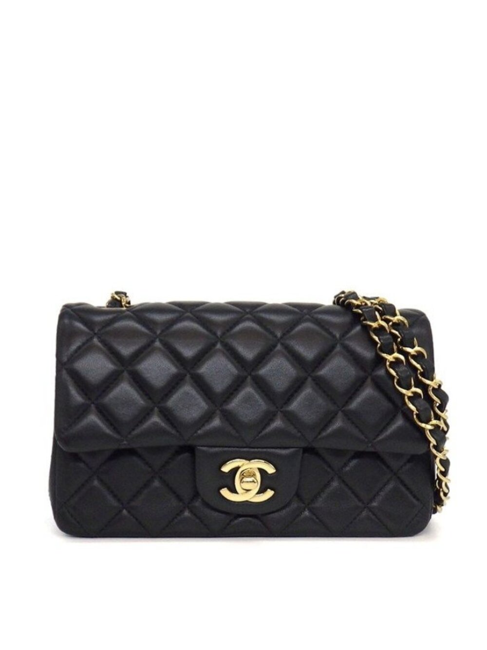 Chanel Shoulder Bag Quilted 20 Mini Classic Black Bordeaux Lambskin